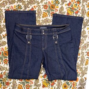 Amazing Vintage Y2K BISOU BISOU Women low rise Dark Wash Flare Jeans Size 14